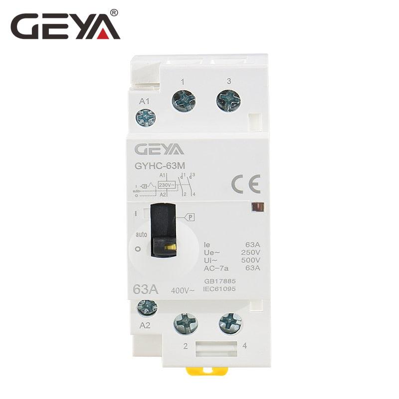 GEYA GYHC 2P 40A 63A 2NO or 2NC Manual Household Modular DIN Rail AC Contactor  AC220V 230V Manual Control Online