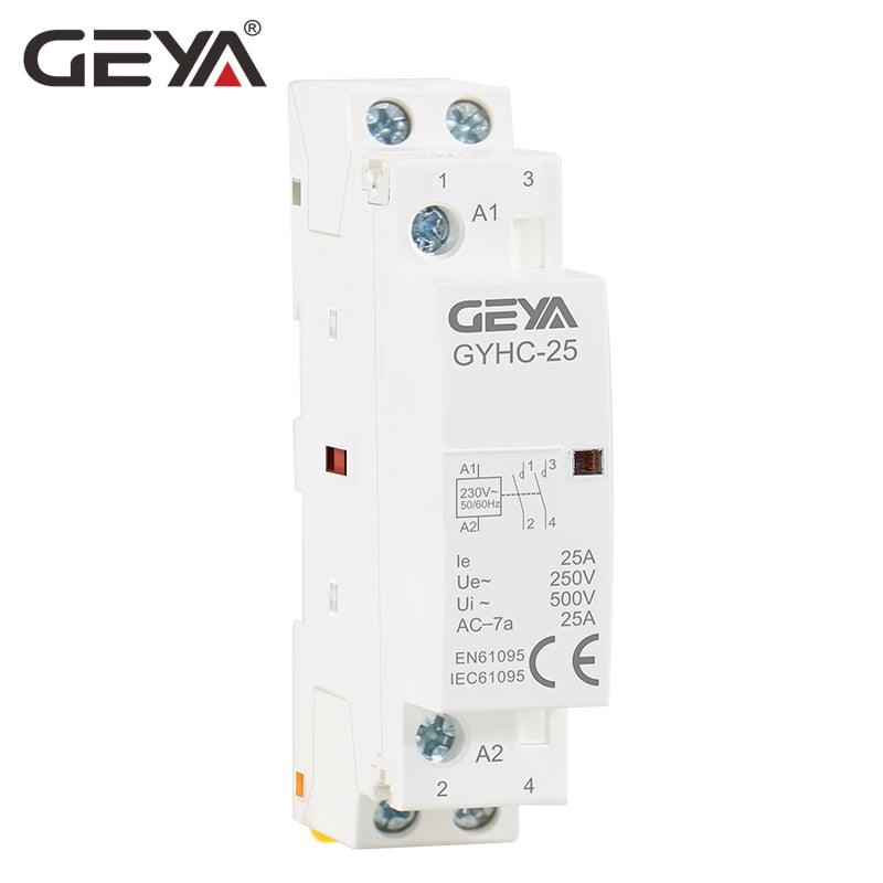 GEYA Din Rail Type Household Modular Contactor 2P 16A  20A 25A 2NC 2NO 1NO1NC 50/60Hz Automatic AC Contactor Sale