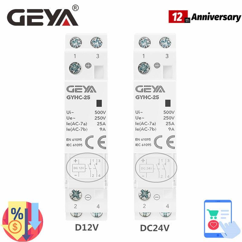 GEYA GYHC Contactor DC12V DC24V Coil Voltage 25A 2NO 2NC 1NO1NC 50/60Hz AC220V Main Voltage Online Sale