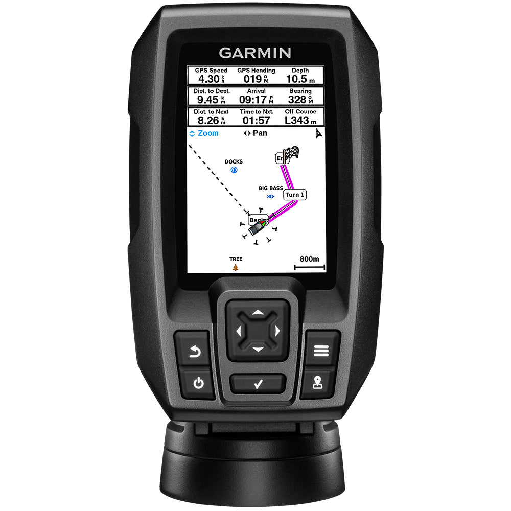 Garmin STRIKER 4 Fishfinder Worldwide Version w/77/200kHz – 4-Pin Transducer w/Transom & Trolling Motor Mounts [010-01550-01] Discount
