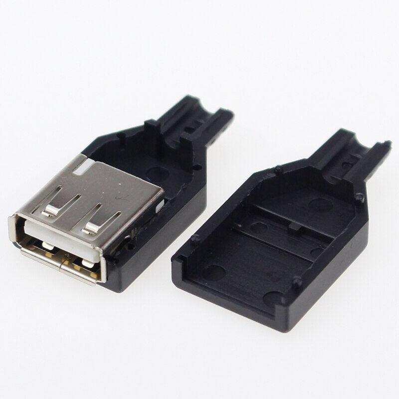 IMC hot New (5pcs Male+5pcs Female) USB 4 Pin Plug Socket Connector With Black Plastic Cover Online Sale