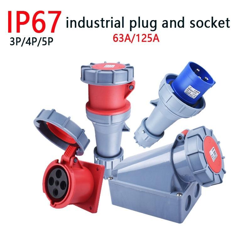 IP67 New Industrial Plug and Socket 63A 125A 3P/4P/5P PA66 Wall Mounted Socket on Sale