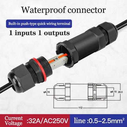 IP68 2/3 Pin Electrical Terminal Adapter Push type connector Fashion