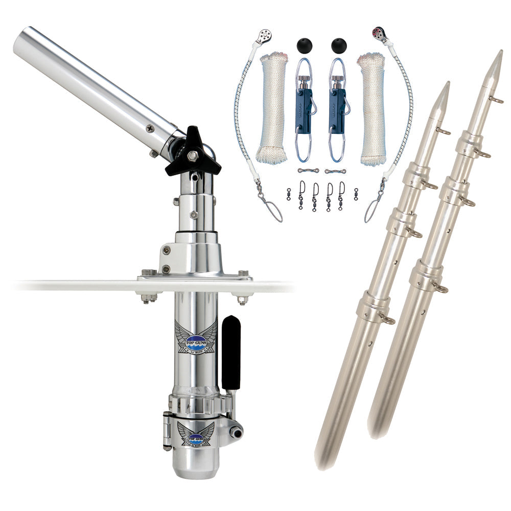 Rupp Classic Top Gun Outrigger Kit w/15′ Poles & Complete Single Line Rigging Kit w/Klickers Release Clips [RAD-TPGN-15T] on Sale