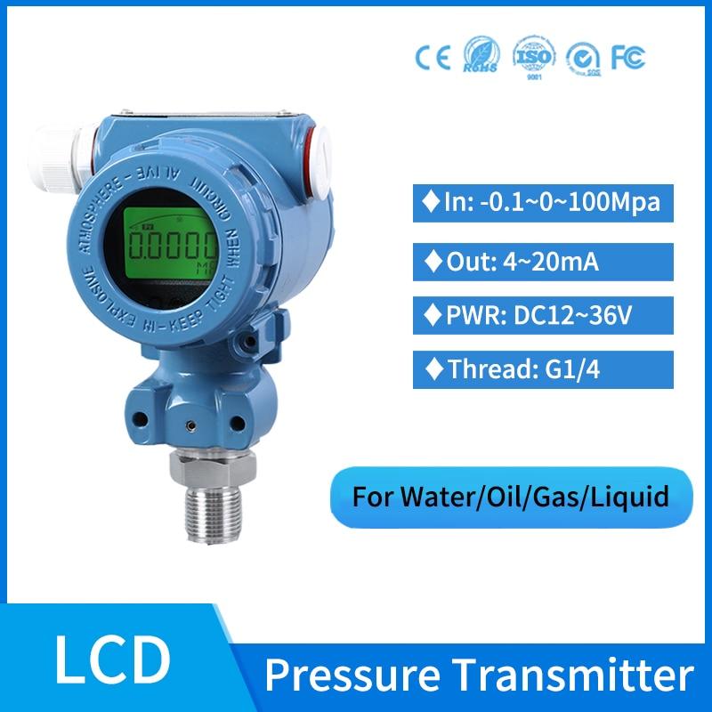 LCD display Pressure Transmitter Oil Fuel Water Liquid Gas Pressure Sensor 0-100MPa G1/4 Pressure Sensor Online Hot Sale
