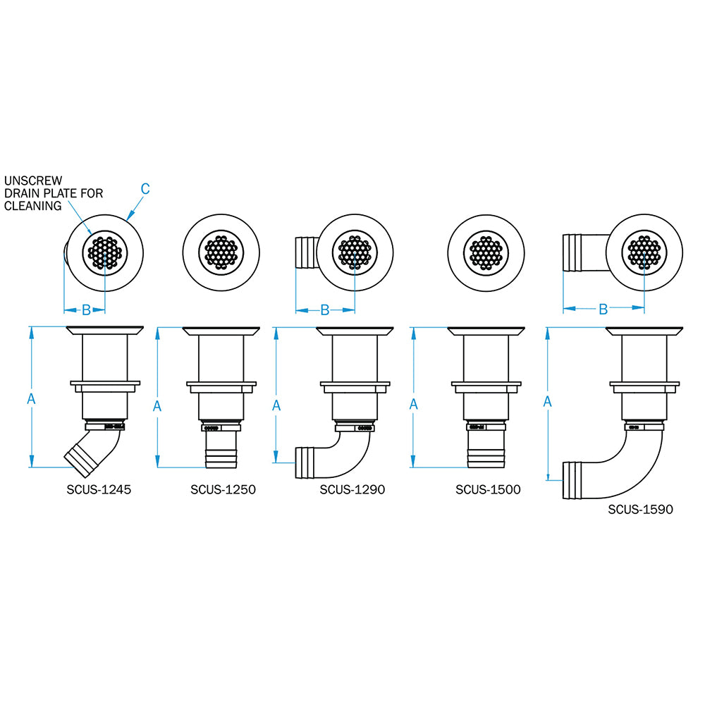 GROCO 1-1/4″ Hose Barb Stainless 45 Degree Deck Drain [SCUS-1245] Online