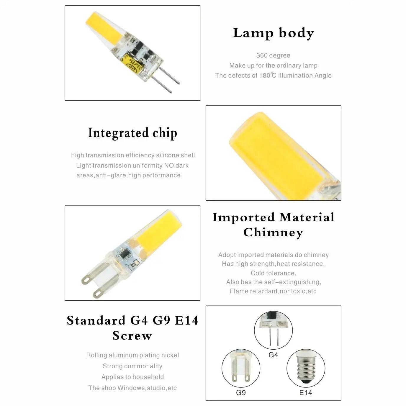 LATTUSO- LED Lamp COB LED|  for Crystal Chandelier Lights| G4 G9 E14 optional Fashion