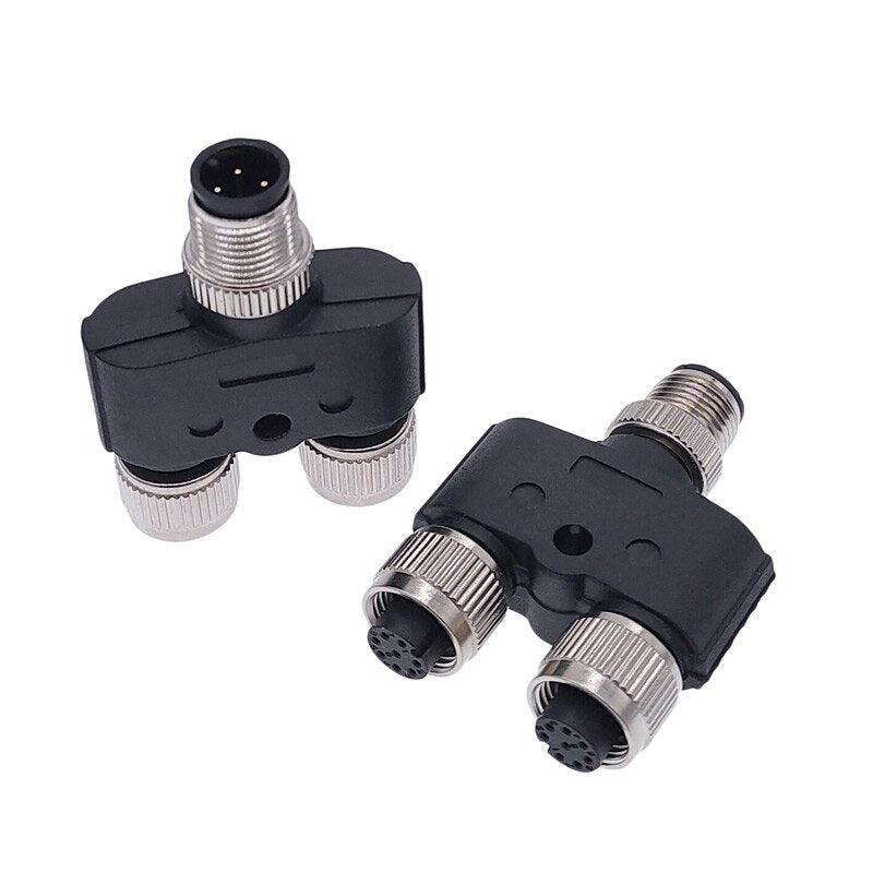 M12 Y-Branch 3-way connector male to female plug Y shaped 3 4 5 8 pin conversion plug Online