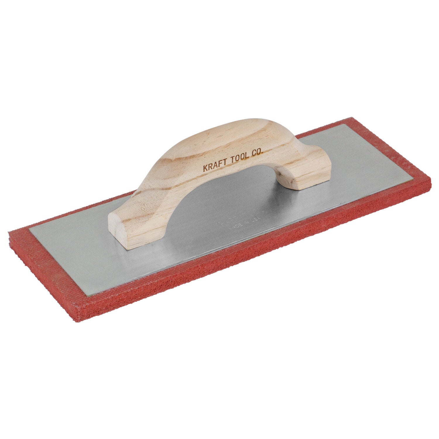 Kraft Tool PL384 12″ x 4″ x 1/2″ Lightweight Red Rubber Float with Wood Handle Online Sale
