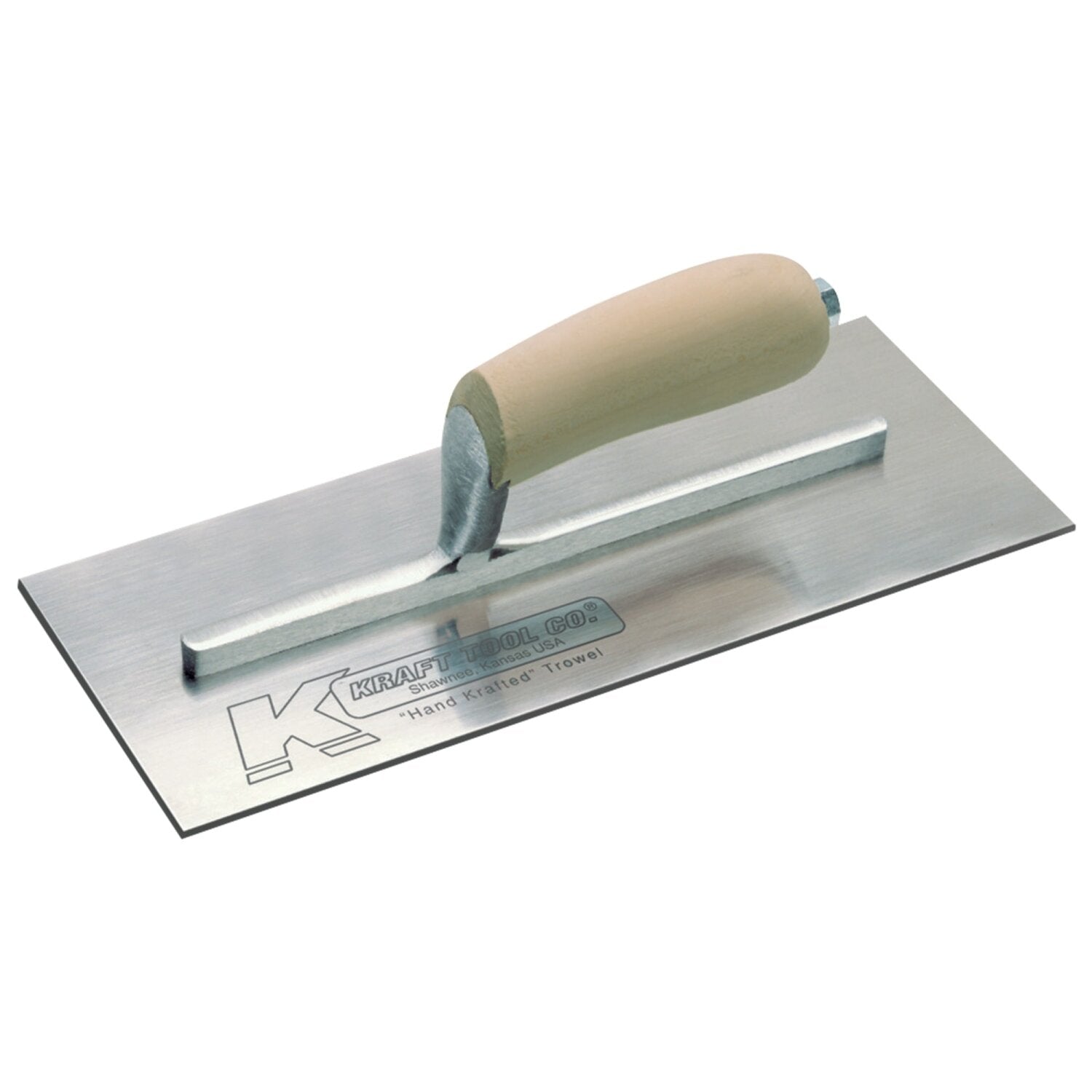 Kraft Tool PL470 13″ x 5″ Carbon Steel Plaster Trowel with Camel Back Wood Handle Supply