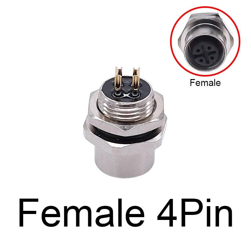 M12 panel back mount Flange Socket Sensor Connector Waterproof Screw Threaded coupling Male Female 3 4 5 8Pin Online Hot Sale