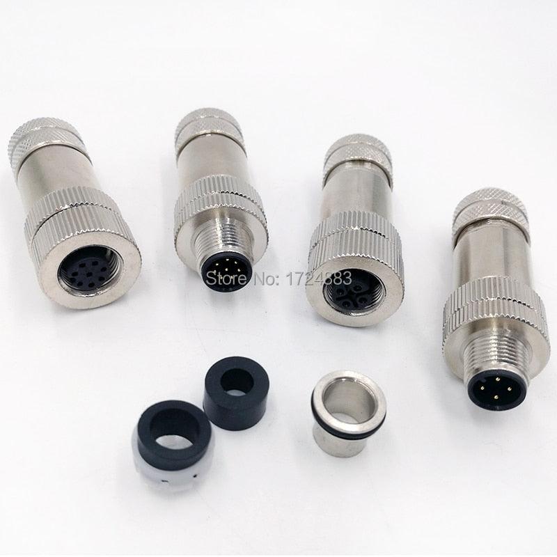 M12 Sensor Waterproof connector Matel Signal shielding Male Female  screw threaded 4 5 8 Pin Supply