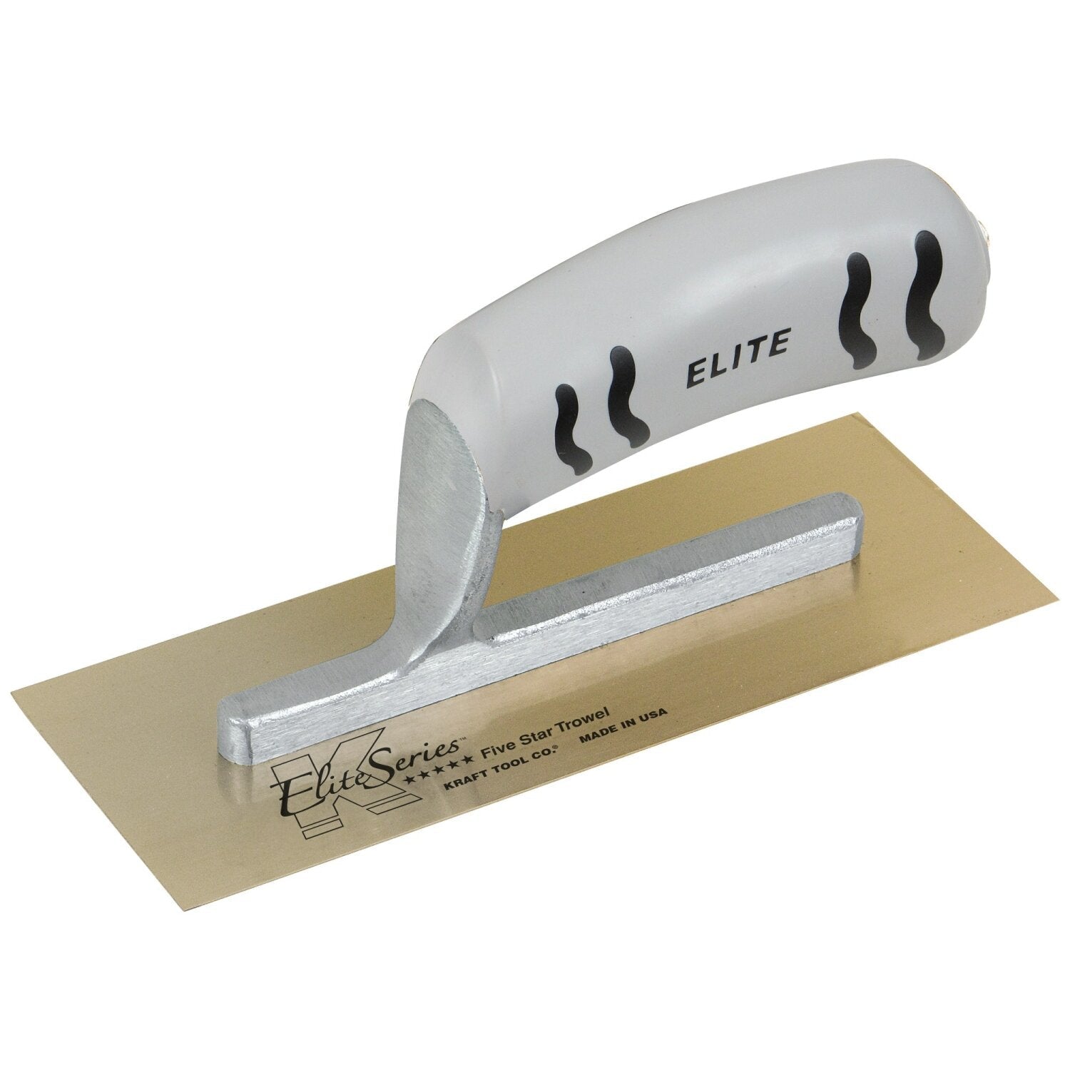 Kraft Tool PLE411PF Elite Series Five Star 8″ x 3″ Golden Stainless Steel Midget Trowel with ProForm Handle Supply