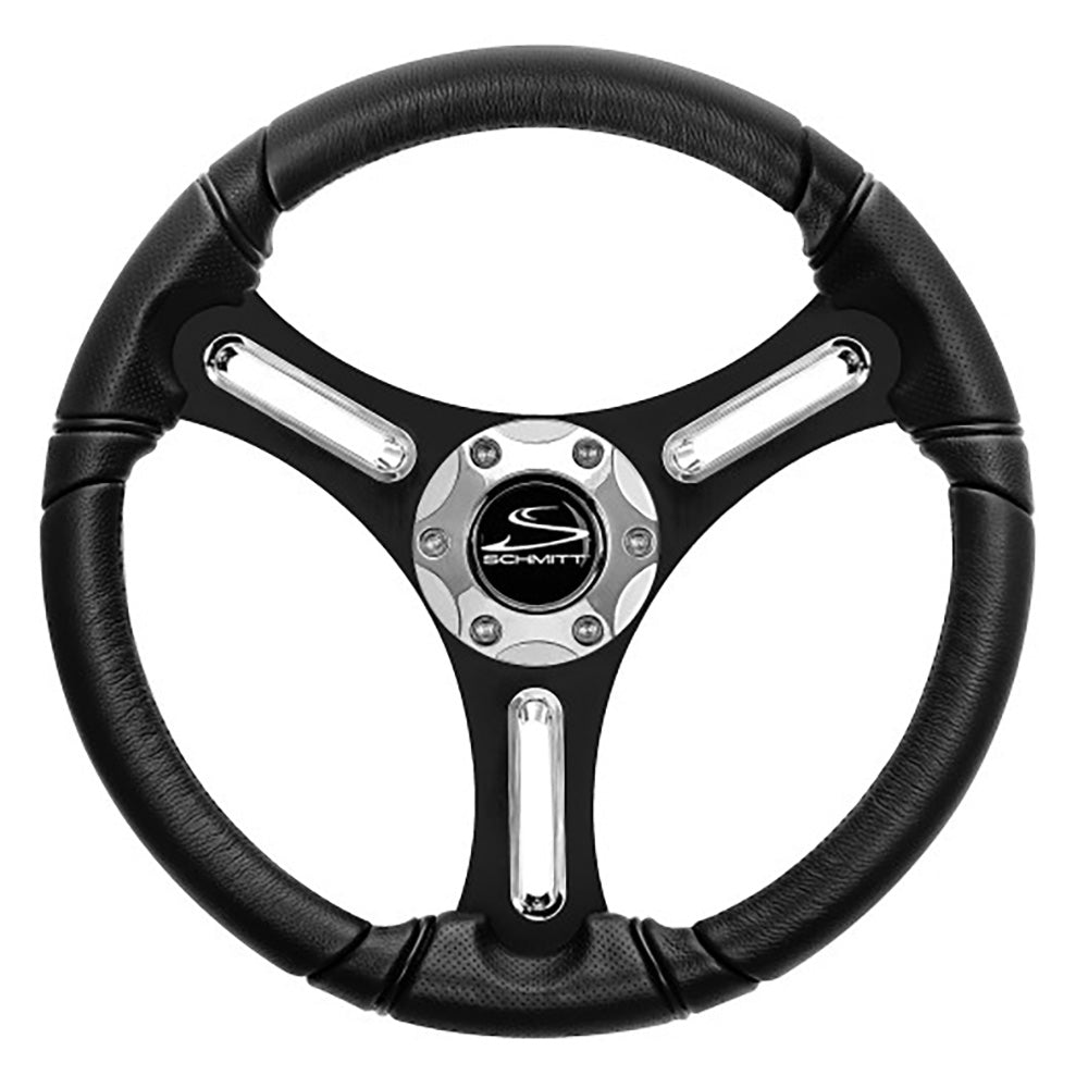 Schmitt Marine Torcello 14″ Wheel – 03 Series – Polyurethane Wheel w/Chrome Spoke Inserts  Cap – Black Brushed Spokes – 3/4″ – Retail Packaging [PU031104-12R] Supply