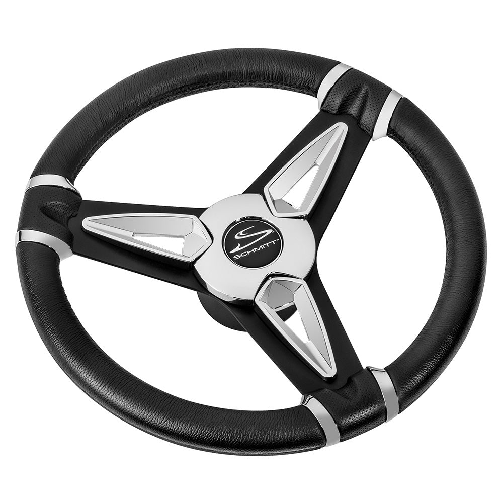 Schmitt Marine PU50 14″ Wheel – Chrome Cap  Spoke Inserts – Black Spokes – 3/4″ Tapered Shaft [PU501404] Hot on Sale