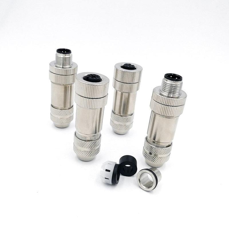 Metal M12 Sensor connector waterproof Straight Signal shielding male&female screw threaded plug 4 5 8 Pin A type Supply