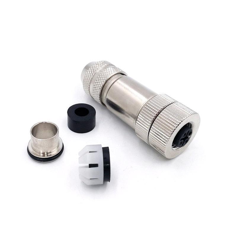 Metal M12 Sensor connector waterproof Straight Signal shielding male&female screw threaded plug 4 5 8 Pin A type Supply