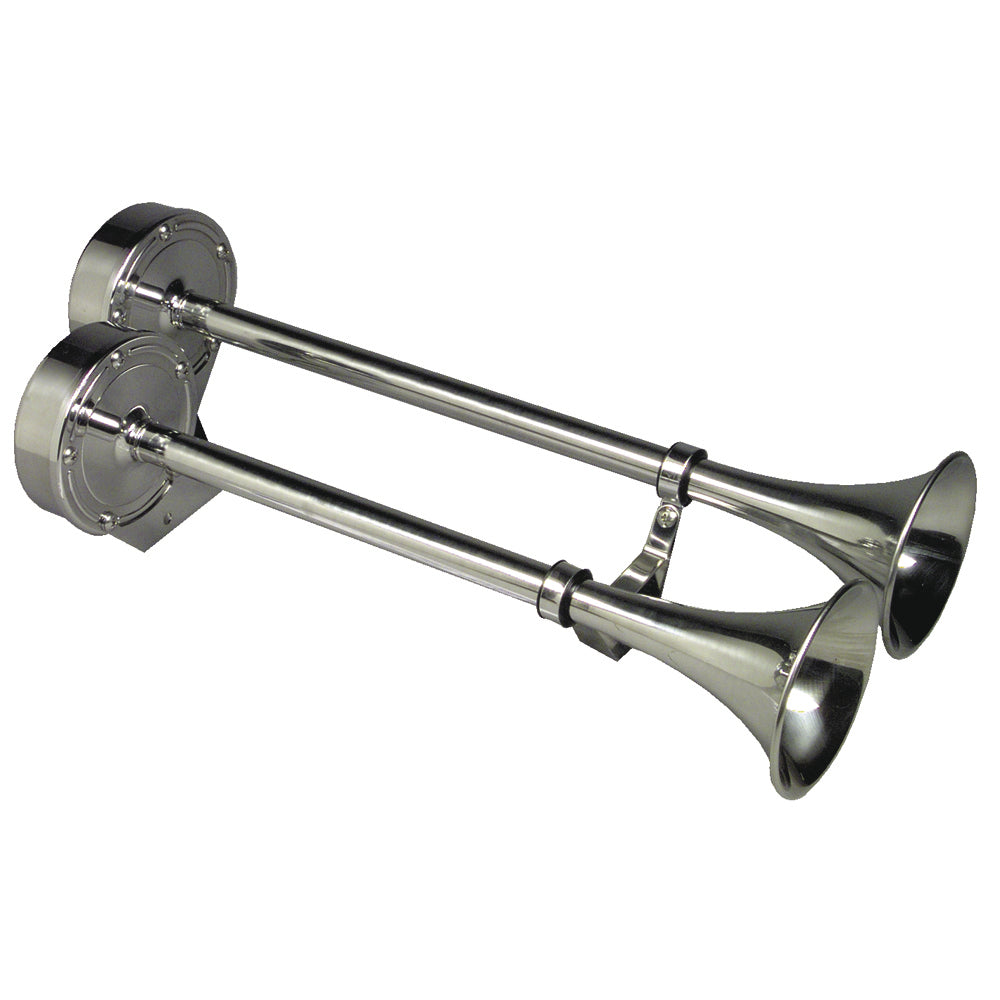Schmitt Marine Deluxe All-Stainless Dual Trumpet Horn – 24V [12428] on Sale