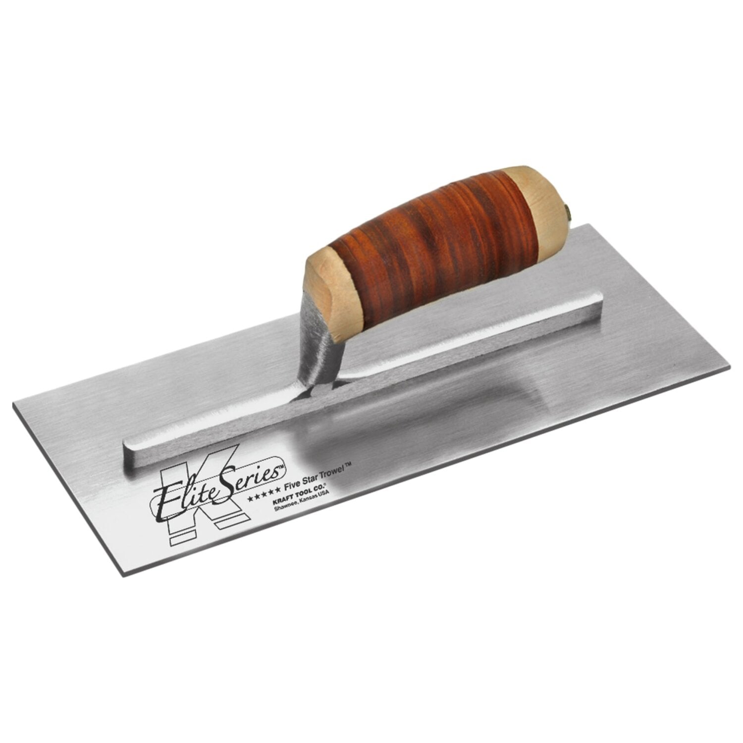 Kraft Tool PLE468L Elite Series Five Star 12″ x 5″ Carbon Steel Plaster Trowel with Leather Handle Online now