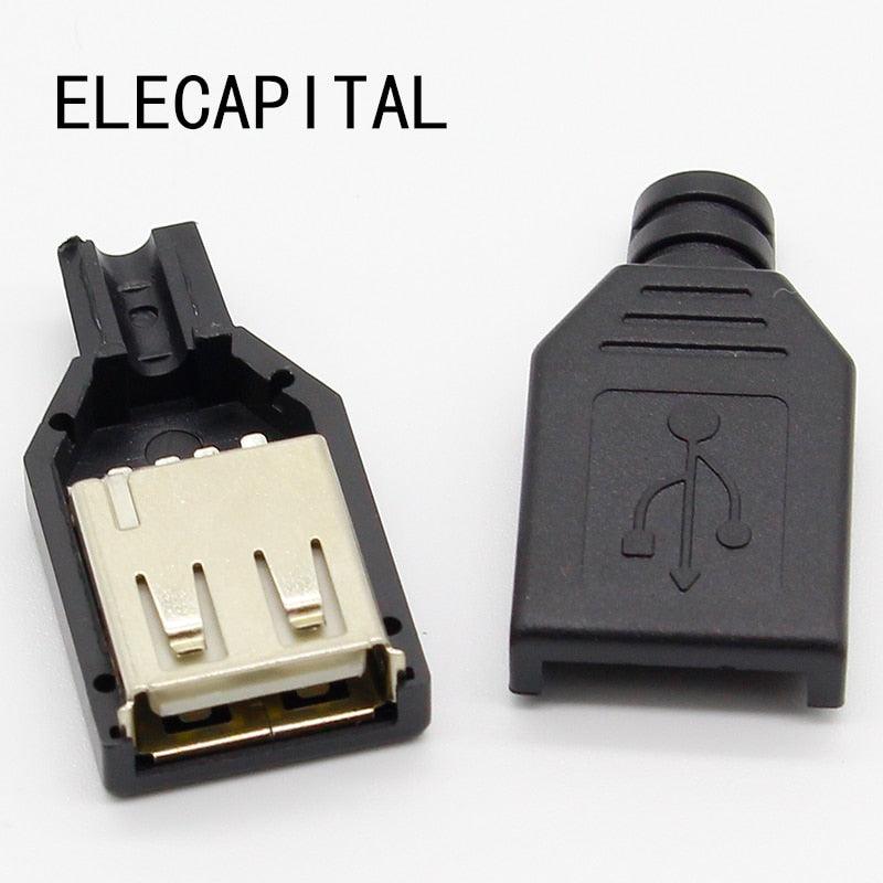 New 10pcs Type A Female USB 4 Pin Plug Socket Connector With Black Plastic Cover Online Hot Sale