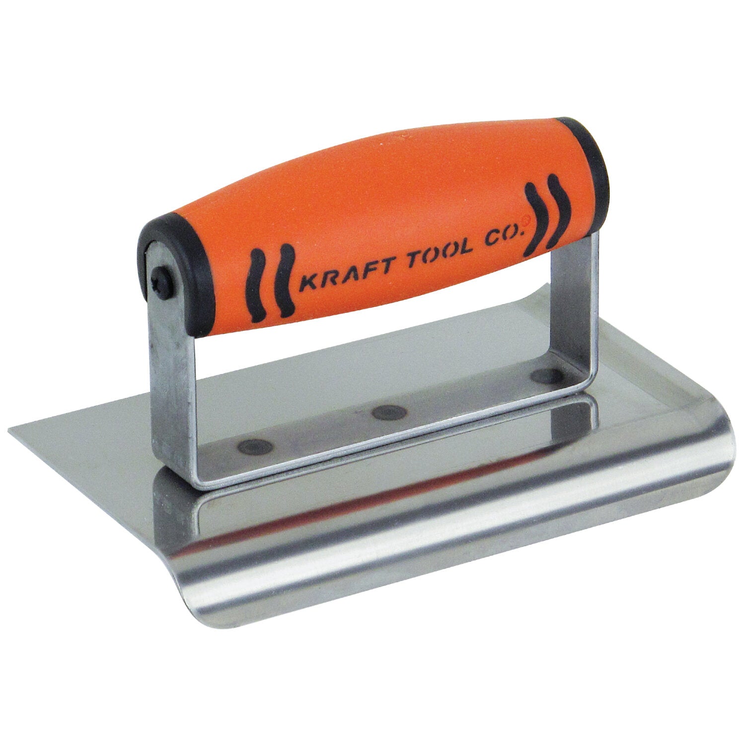 krKraft Tool CF092PFCF 6″ x 3″ 3/8″R Stainless Steel Curved End Cement Edger with ProForm Handle Online now