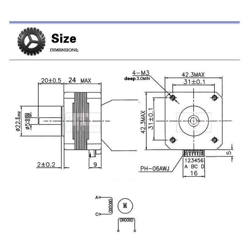 nema 17 42 stepper motor 23mm 0.42N.m 1.5A for 3D print step motor 4023 Hot on Sale