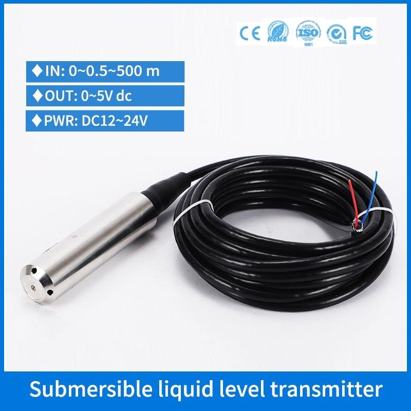 Oil Fuel Tank Level Transmitter Monitoring System Meter 0-5V Dirty Rain Water Level Sensor 50m Pressure Liquid Transmitter Online Hot Sale
