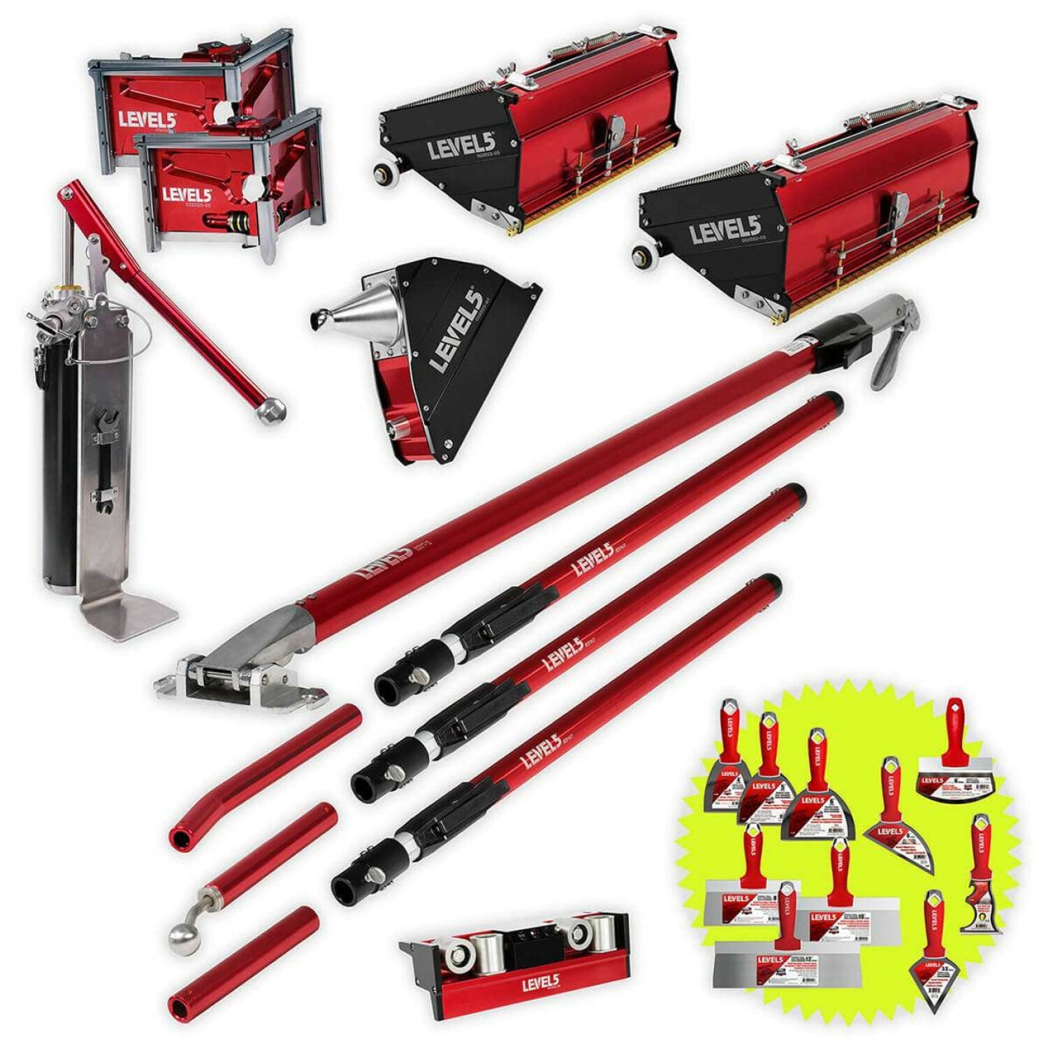 Level5 4-626 10/12″ MEGA Flat Boxes, 3/3.5″ Corner Finishers, Angle Box, Pump, Roller, Std. Handles Sale