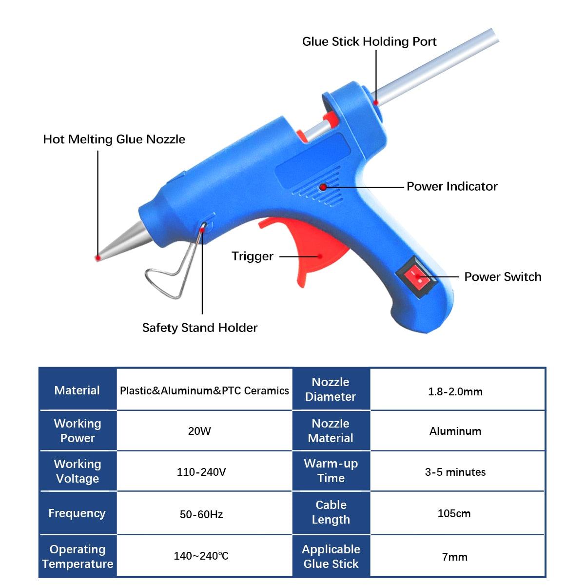 PROSTORMER- 20W High Temp Heater Melt Hot Glue Gun| AU/US/EU/UK Plug Optional Supply