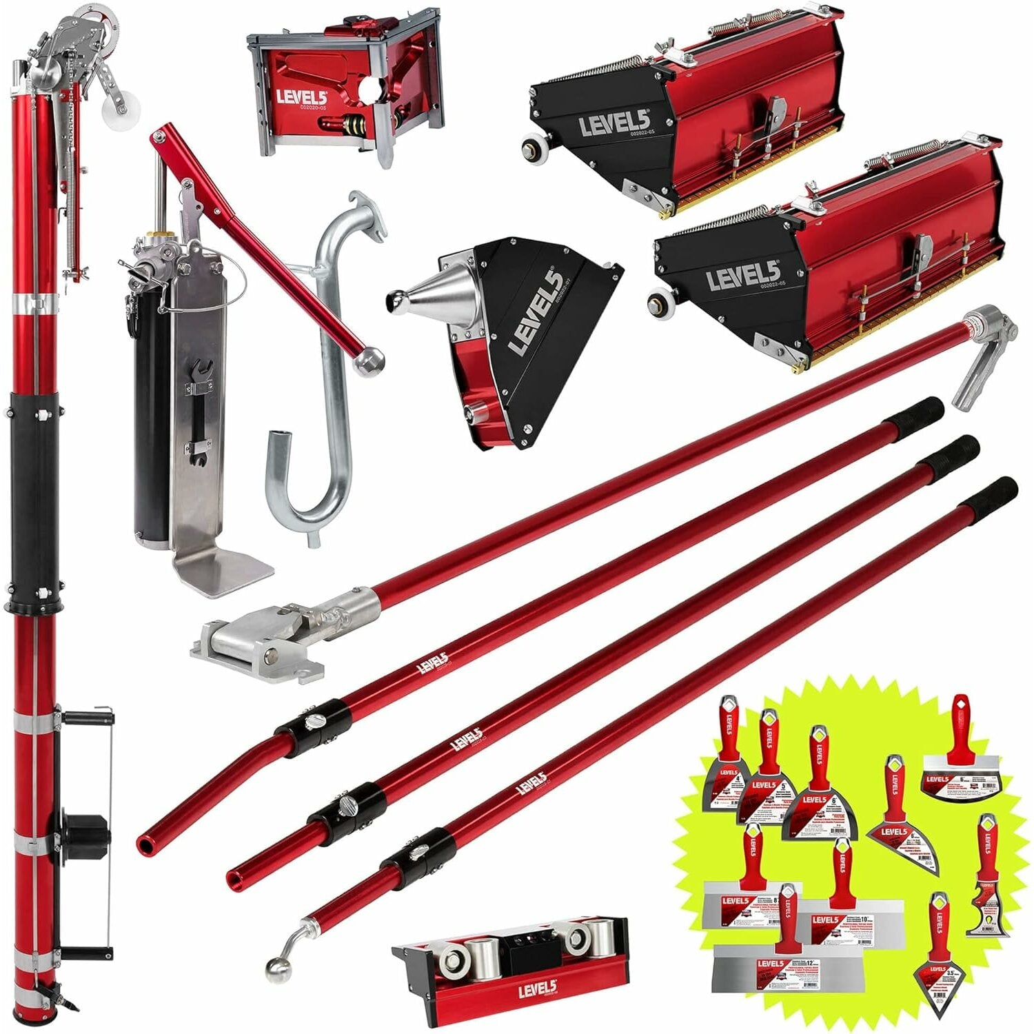 Level5 4-660 Automatic Taper, 10/12″ Flat Boxes, 3″ Corner Finisher, MiniShot, Pump, Roller, Std. Handles Sale