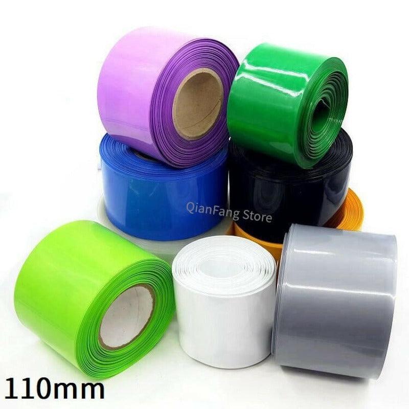 PVC Heat Shrink Tube 110mm Width Blue Multicolor Shrinkable Cable Sleeve Sheath Pack Cover for 18650 Lithium Battery Film Wrap Online now