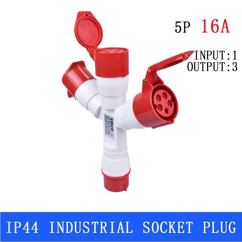 Plugs for Sockets Waterproof Dustproof Industrial Plug 1 Input to 3 IP44 Supply
