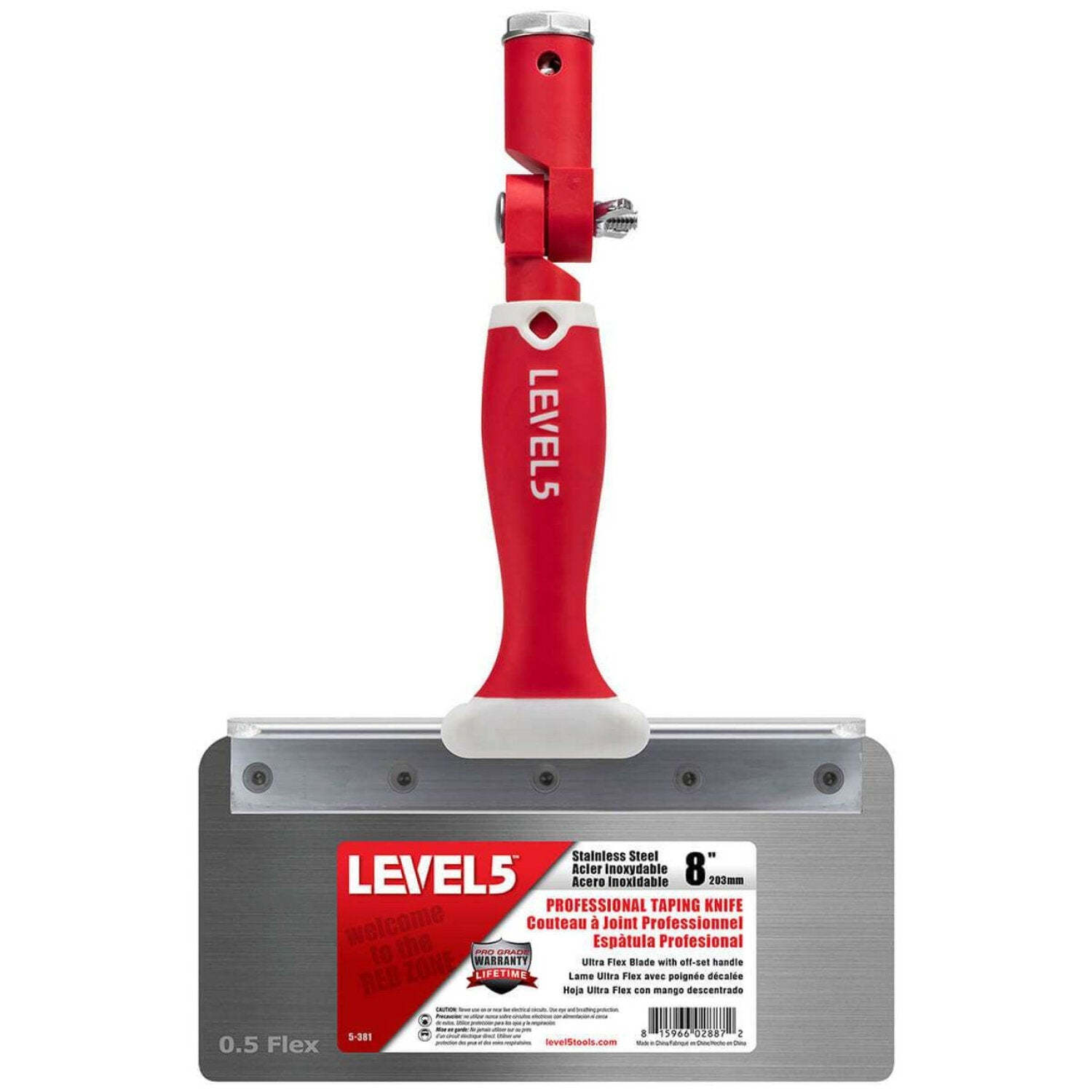 Level5 5-381 8″ Stainless Steel 0.5mm Flex Blade Offset Taping Knife on Sale