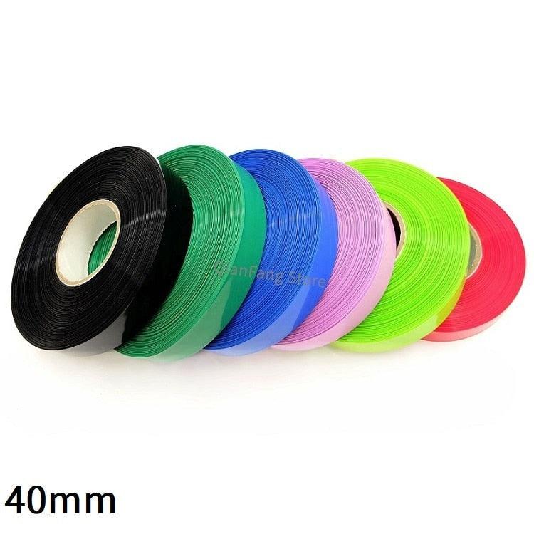 PVC Heat Shrink Tube 40mm Width Blue Black Fruit Green Shrinkable Cable Sleeve Sheath Pack for 18650 Lithium Battery Film Wrap Online Hot Sale