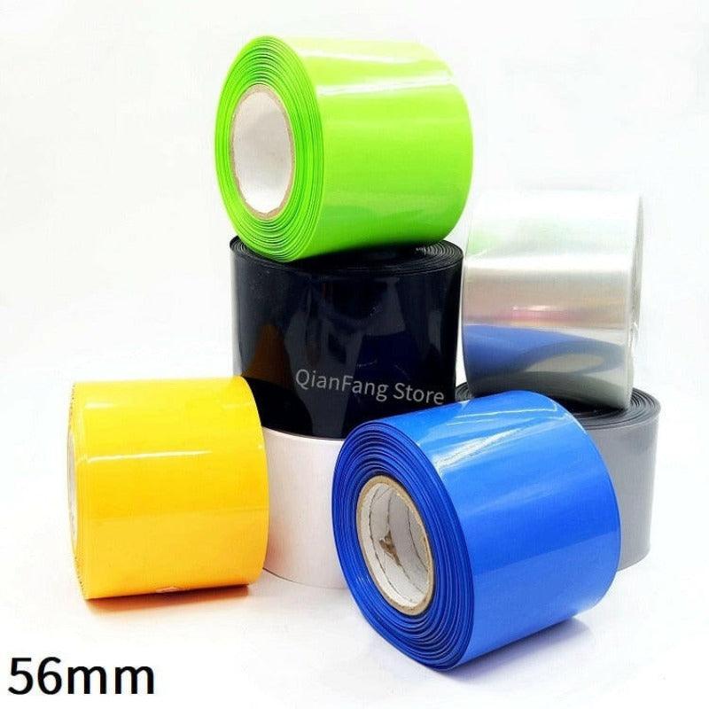 PVC Heat Shrink Tube 56mm Width Blue Multicolor Shrinkable Cable Sleeve Sheath Pack Cover for 18650 Lithium Battery Film Wrap Supply