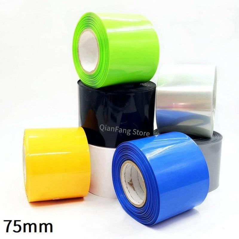PVC Heat Shrink Tube 75mm Width Blue Black Multicolor Shrinkable Cable Sleeve Sheath Pack Cover 18650 Lithium Battery Film Wrap Online Hot Sale