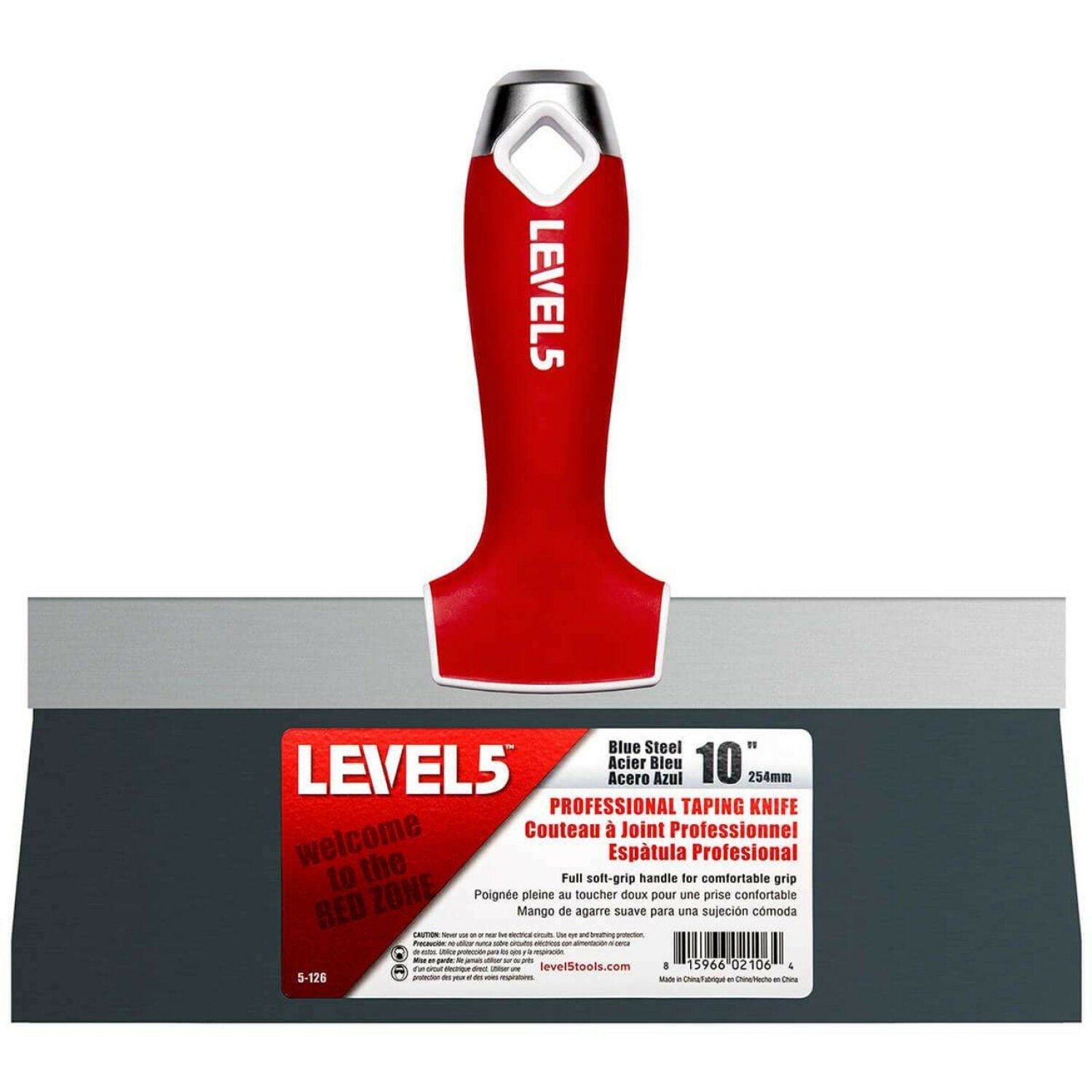 Level5 5-126 10″ Blue Steel Taping Knife w/ Soft Grip Handle Supply