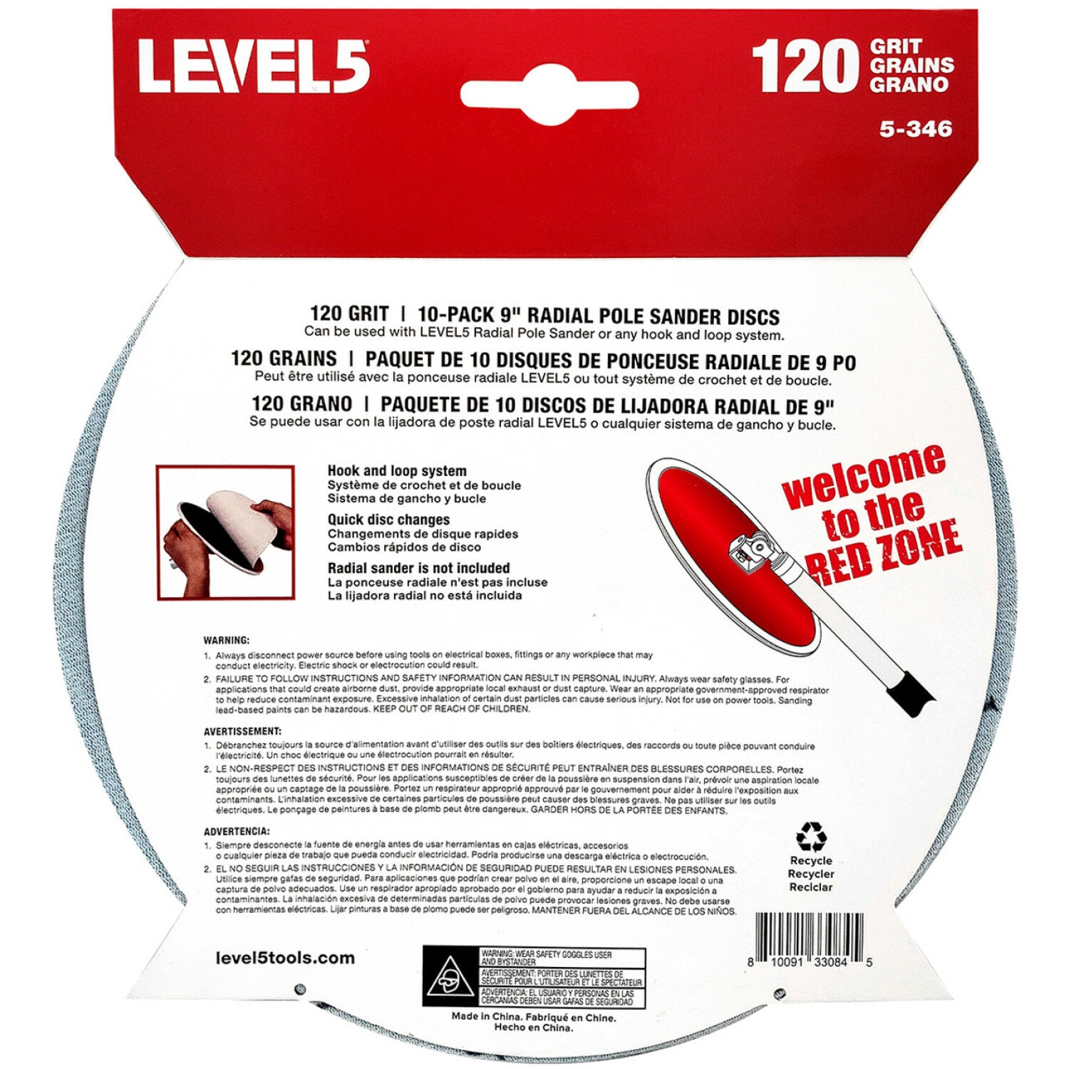 Level5 5-346 120 Grit 9 Inch Radial Sander Disc – 10 Pack Online