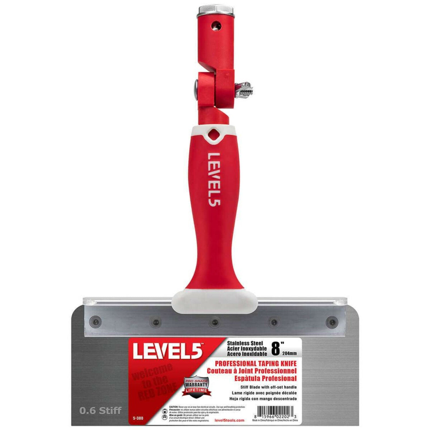 Level5 5-380 8″ Stainless Steel 0.6mm Stiff Blade Offset Taping Knife Supply