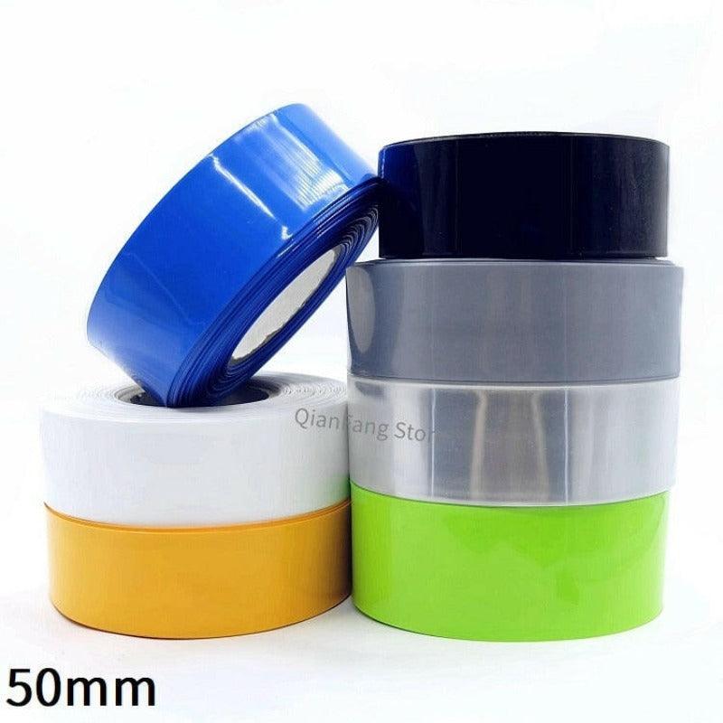 PVC Heat Shrink Tube 50mm Width Blue Multicolor Shrinkable Cable Sleeve Sheath Pack Cover for 18650 Lithium Battery Film Wrap on Sale