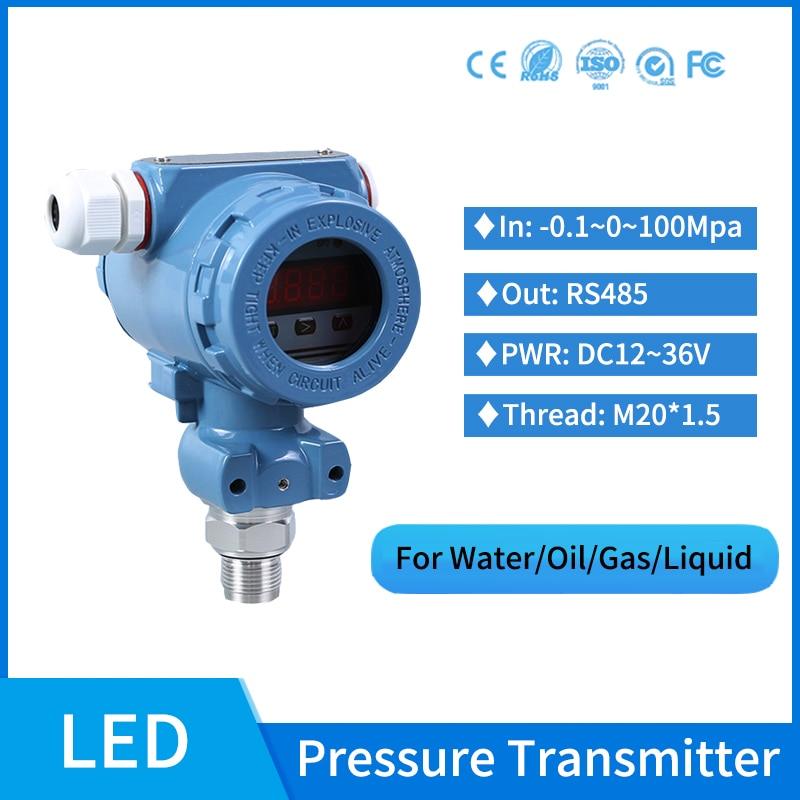 RS485 MODBUS LED Flush Diaphragm Pressure Transducer 60Mpa Hydraulic Oil Pressure Sensor Pressure Transmitter Online Sale