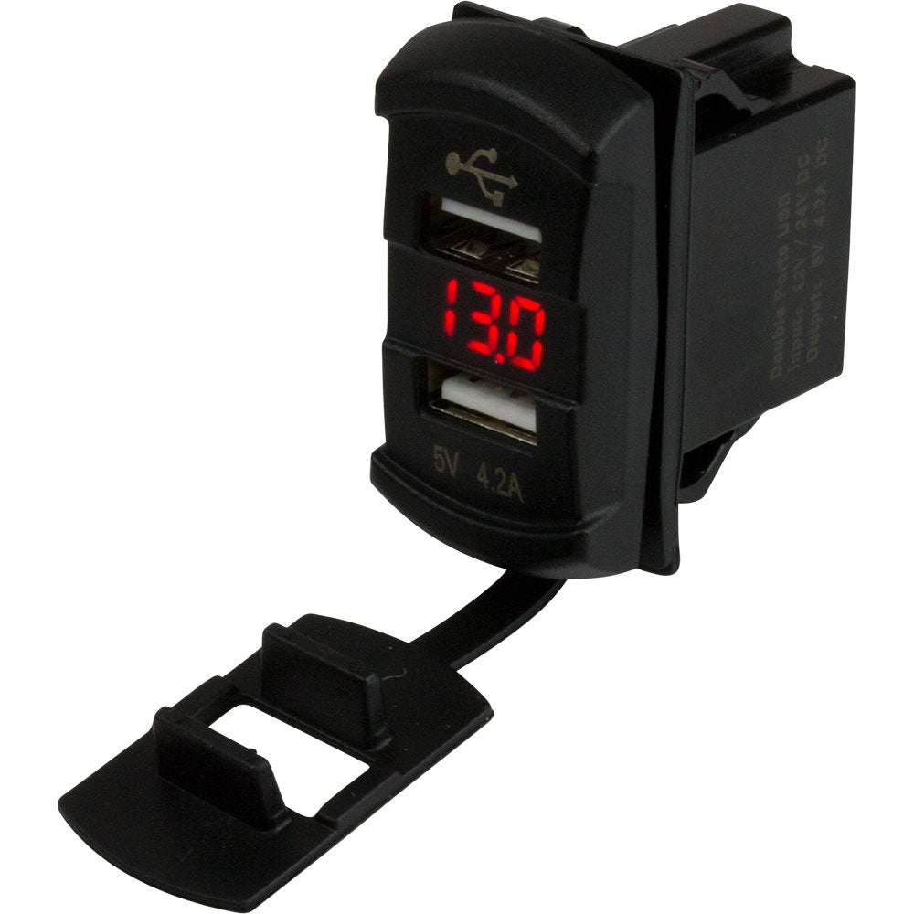 Sea-Dog Dual USB Rocker Switch Style Voltmeter w/Hidden Display [426527-1] Online Hot Sale