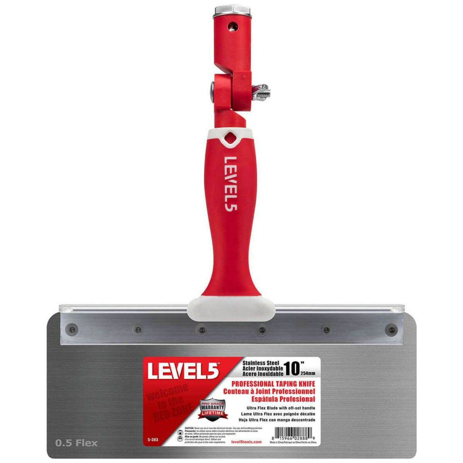 Level5 5-383 10″ Stainless Steel 0.5mm Flex Blade Offset Taping Knife Supply