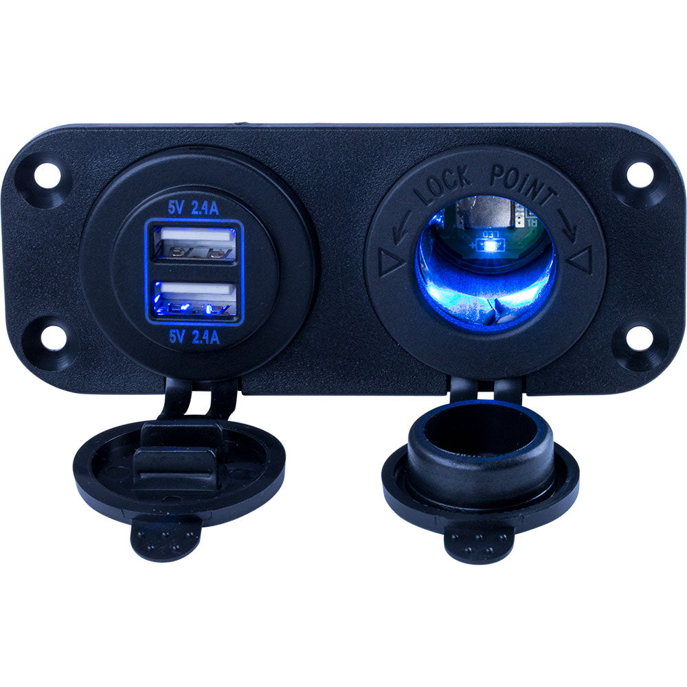 Sea-Dog Double USB  Power Socket Panel [426505-1] Sale