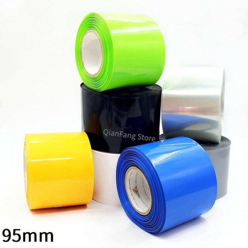 PVC Heat Shrink Tube 95mm Width Blue Multicolor Shrinkable Cable Sleeve Sheath Pack Cover for 18650 Lithium Battery Film Wrap Sale