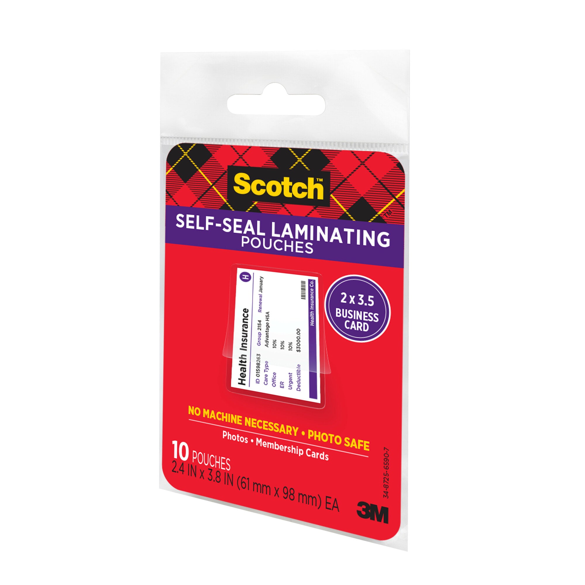 LS851-10G-SR Scotch Self-Sealing Laminating Pouches 2.4 in x 3.8 in on Sale