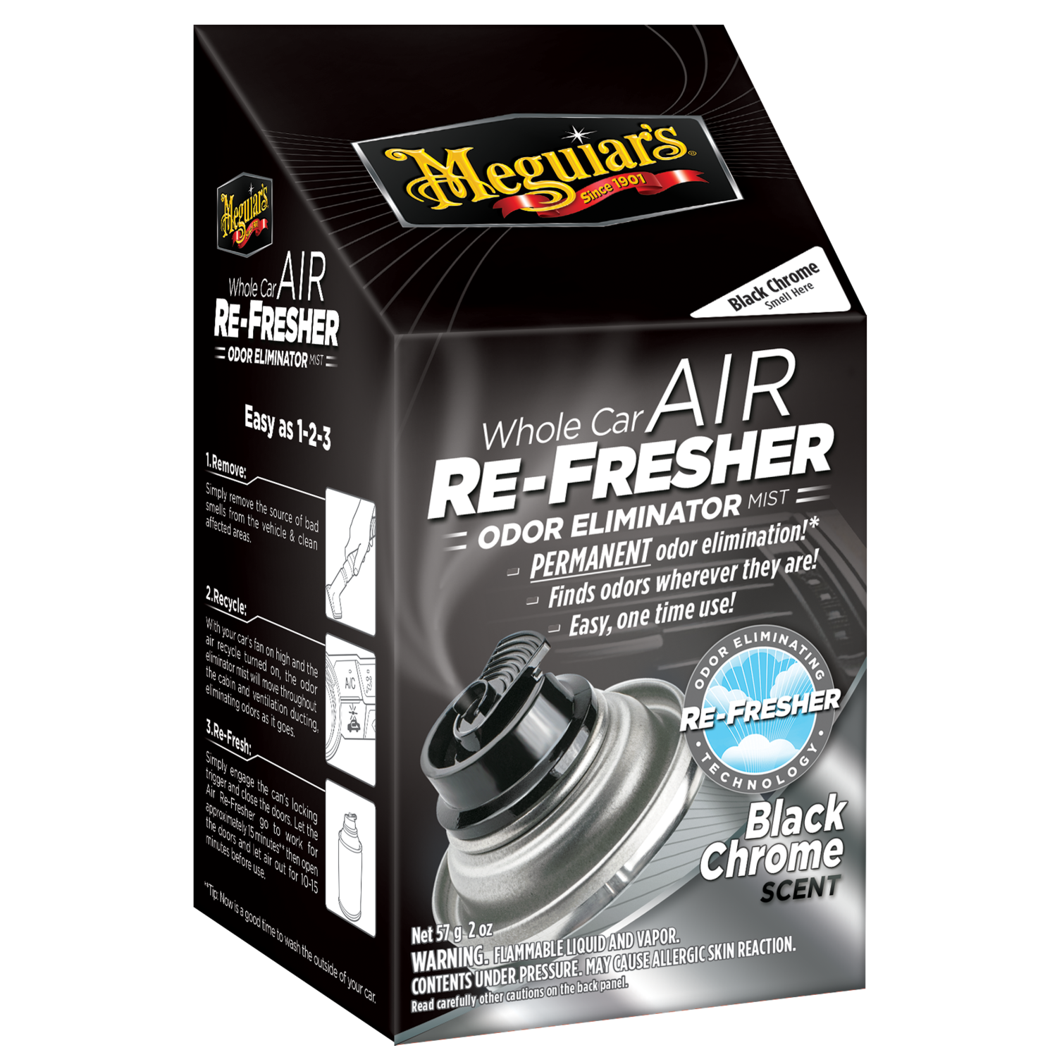 Meguiar’s G181302 Whole Car Air Re-Fresher Odor Eliminator Mist, Black Chrome Online Hot Sale