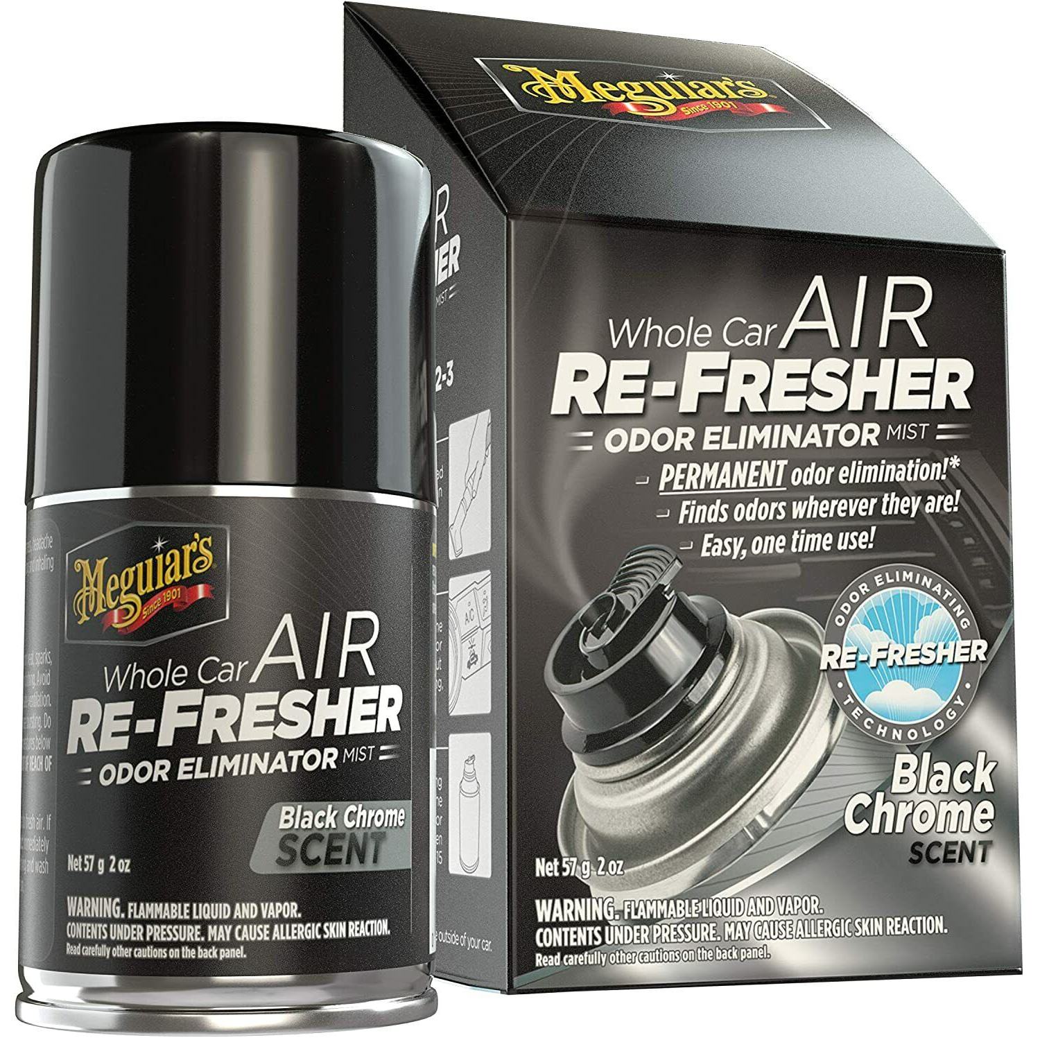 Meguiar’s G181302 Whole Car Air Re-Fresher Odor Eliminator Mist, Black Chrome Online Hot Sale