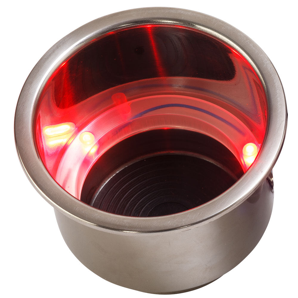 Sea-Dog LED Flush Mount Combo Drink Holder w/Drain Fitting – Red LED [588071-1] Discount