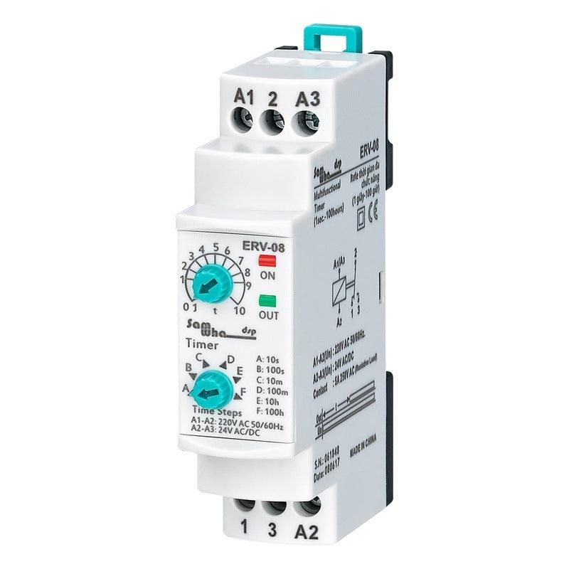 Samwha-Dsp ERV-08 On Delay Multifunctional Time Relay Electronic Adjustable (0,1Sec. – 100 Hours.) on Sale